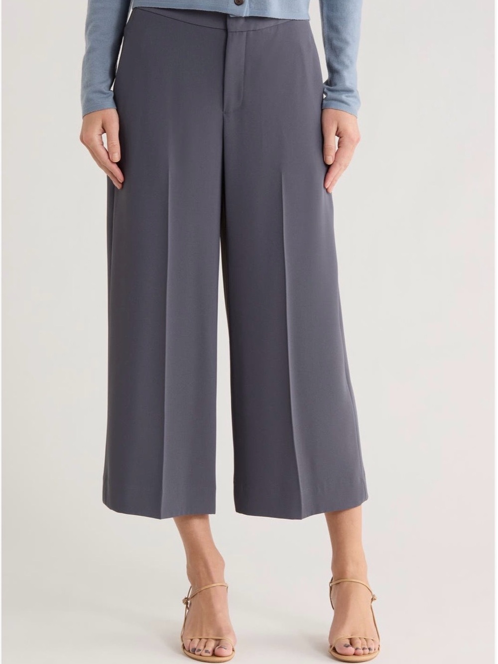 NWT Vince Wide-Leg Cropped Trousers in Obsidian Size 6